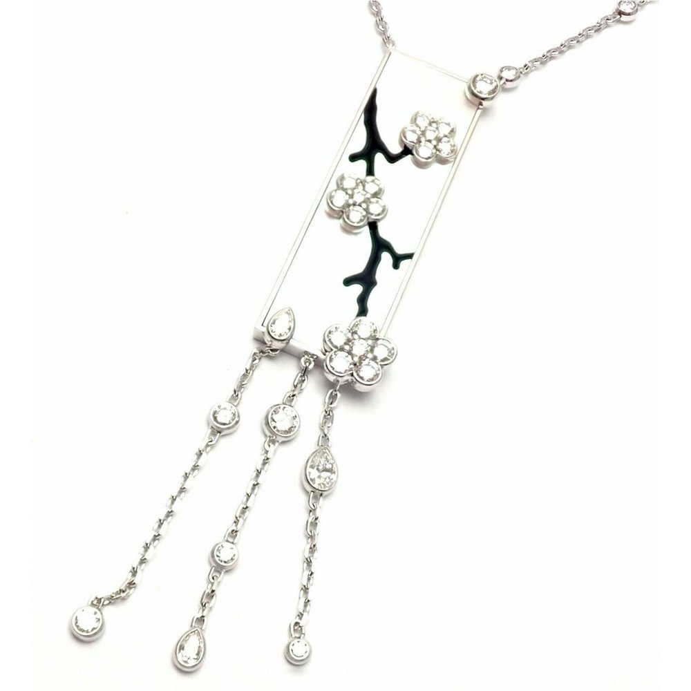 Authentic! Van Cleef & Arpels Miroir Des Eaux 18k Gold Diamond MOP Necklace